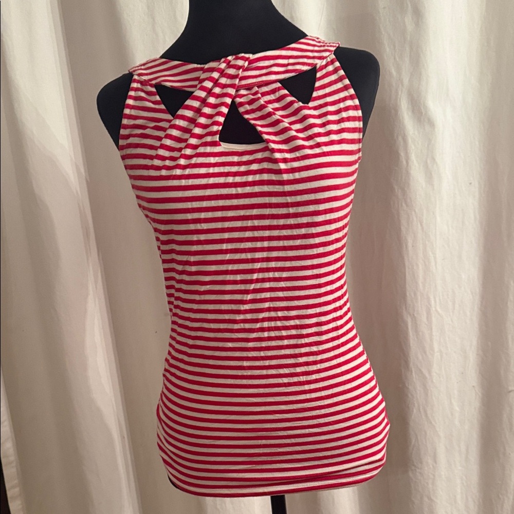 INC International Concepts Red and White Striped Cutout Tank Top